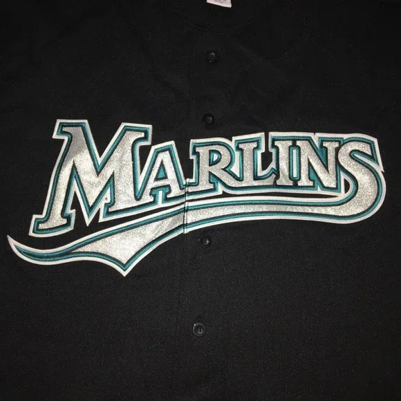 Florida Marlins Black Russell Athletic Jersey Men Rare Miami 100% Poly Size 2X